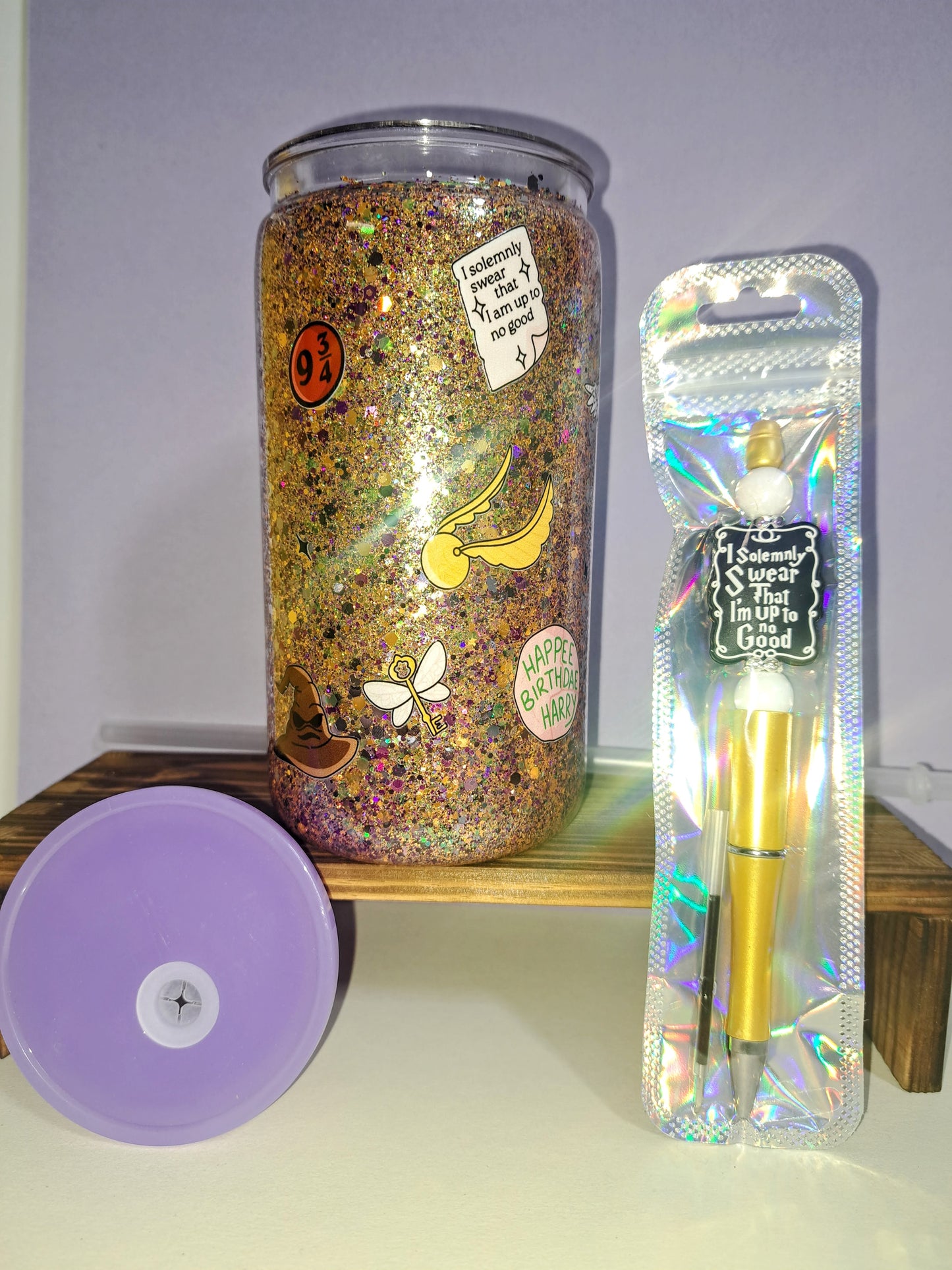 16oz Glitter Tumbler Set with Pen