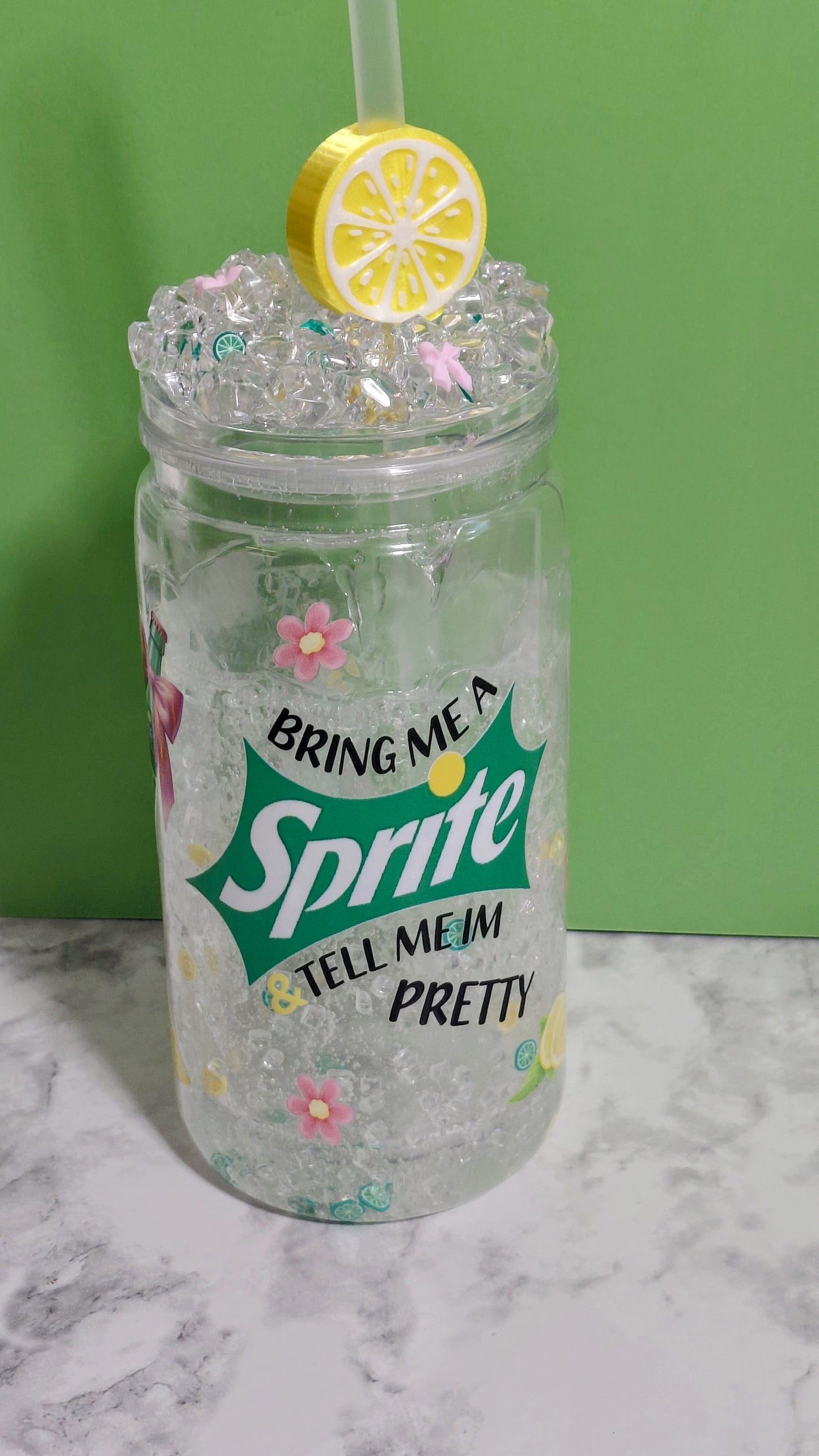 16oz Tumber with Fake Ice Tumbler Topper