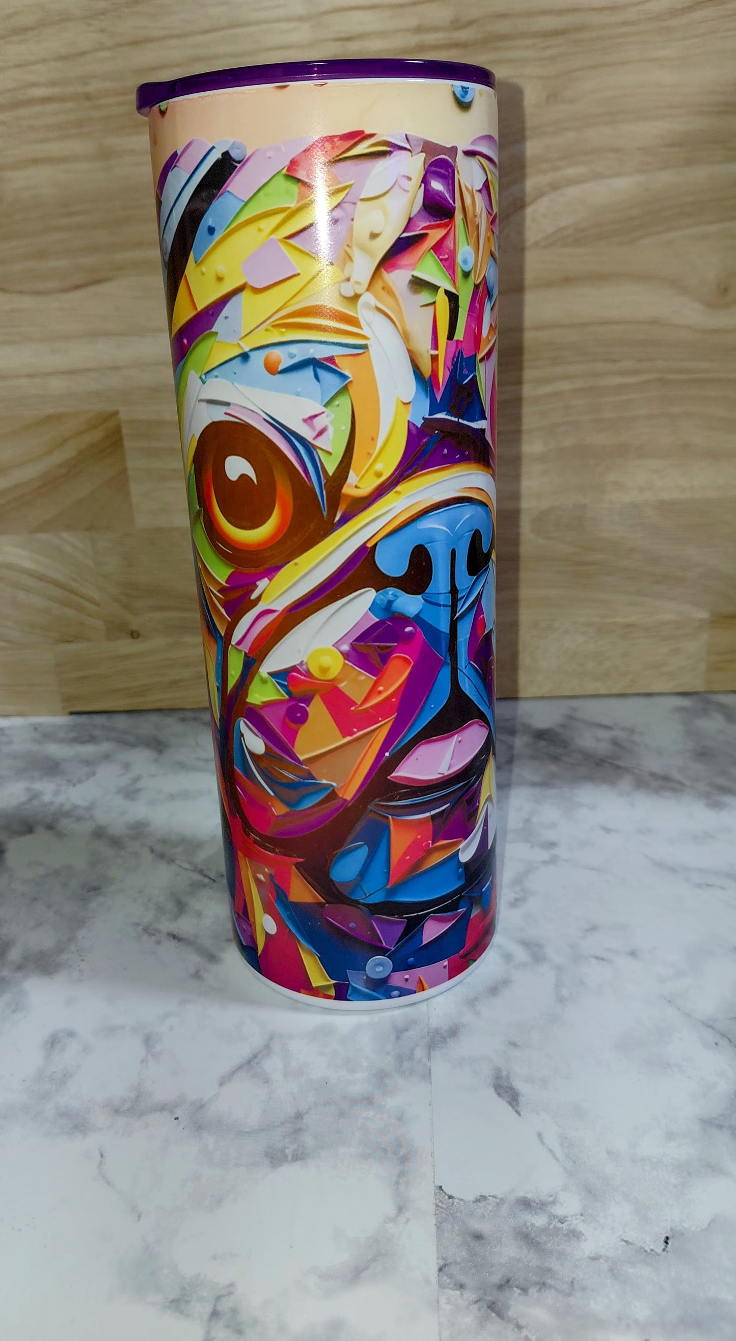 20Oz Tumbler Dog 1 (Purple Lid)